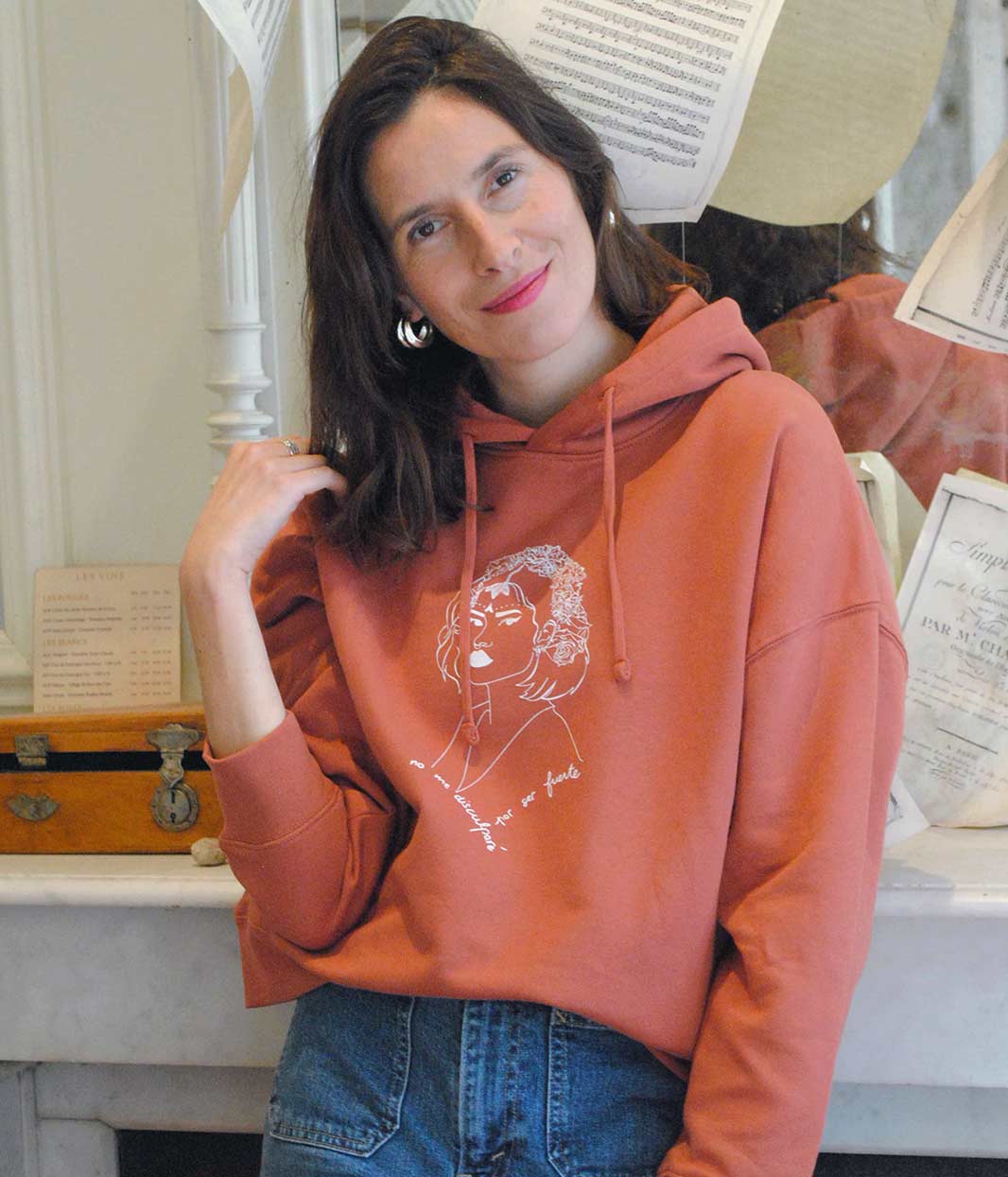 Hoodie Lupita Terra Cotta, Coton Bio - Leonor Roversi