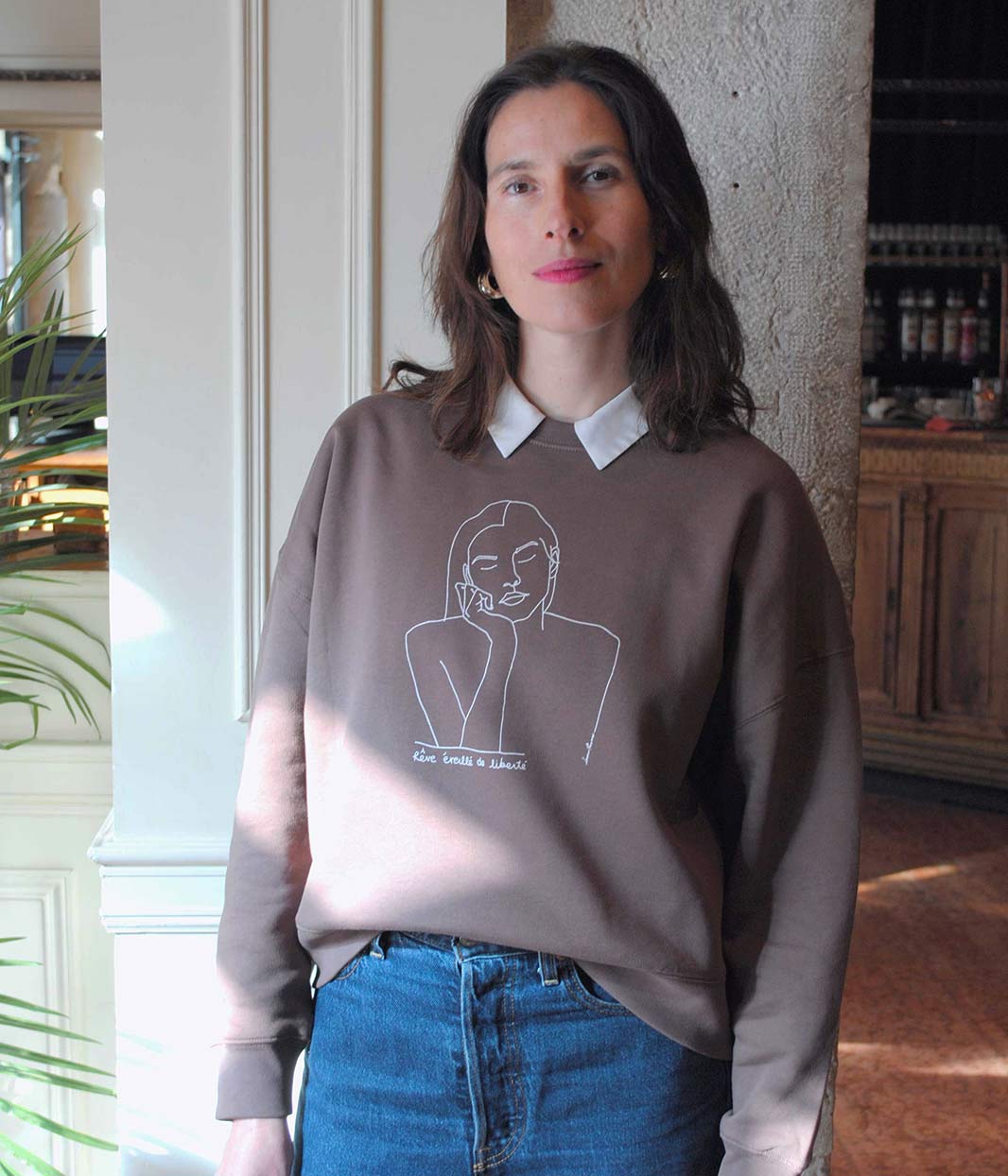 Sweat Thémis Marron, Coton Bio - Leonor Roversi