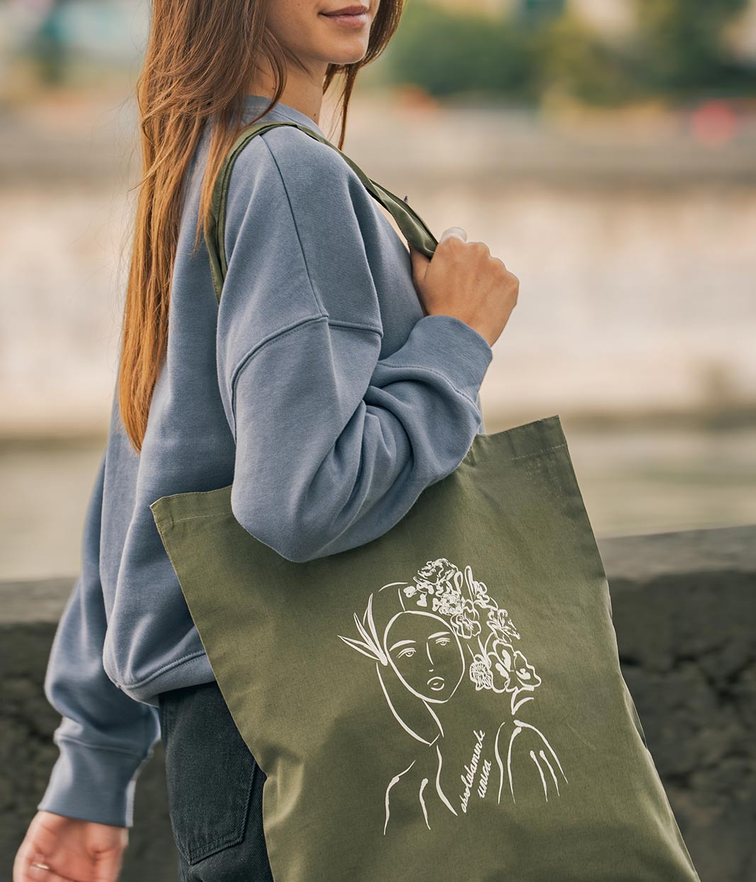 Tote Bag Unica Kaki, Coton Bio