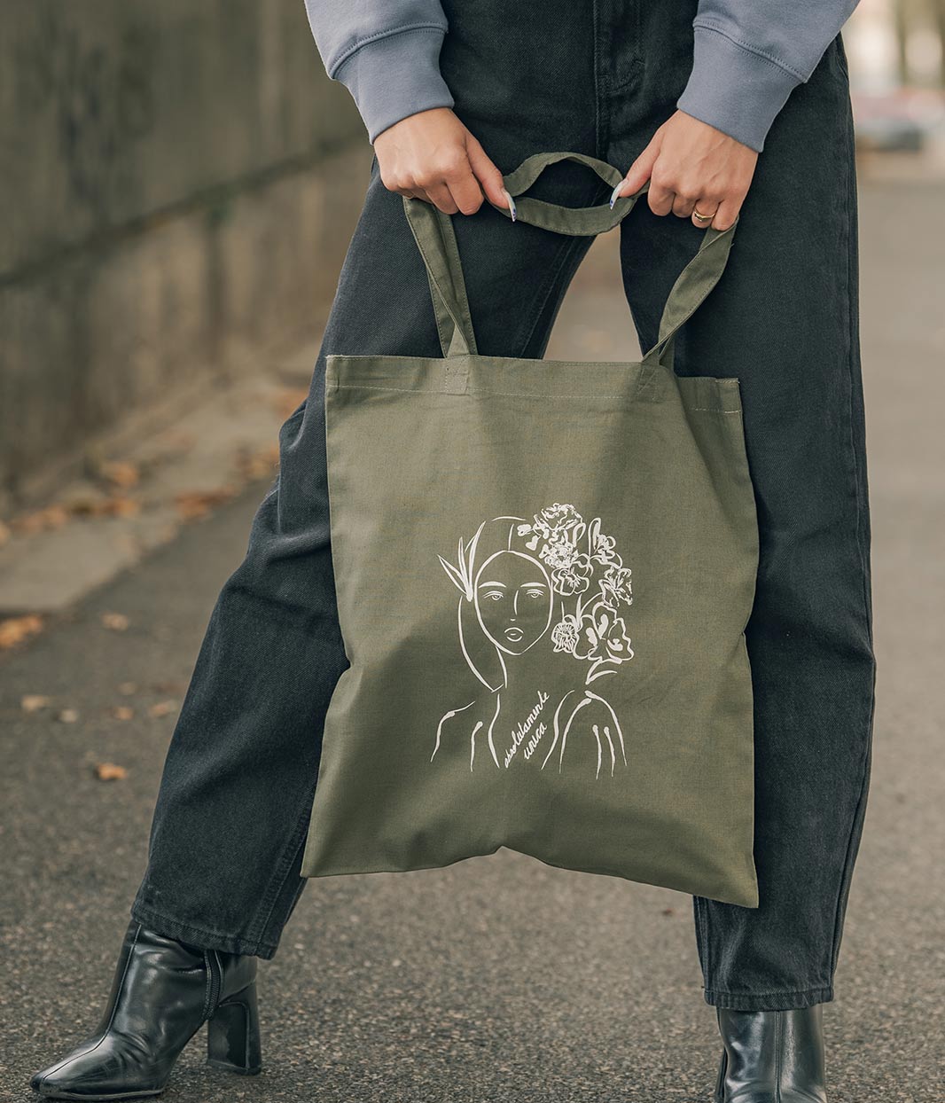 Tote Bag Unica Kaki, Coton Bio