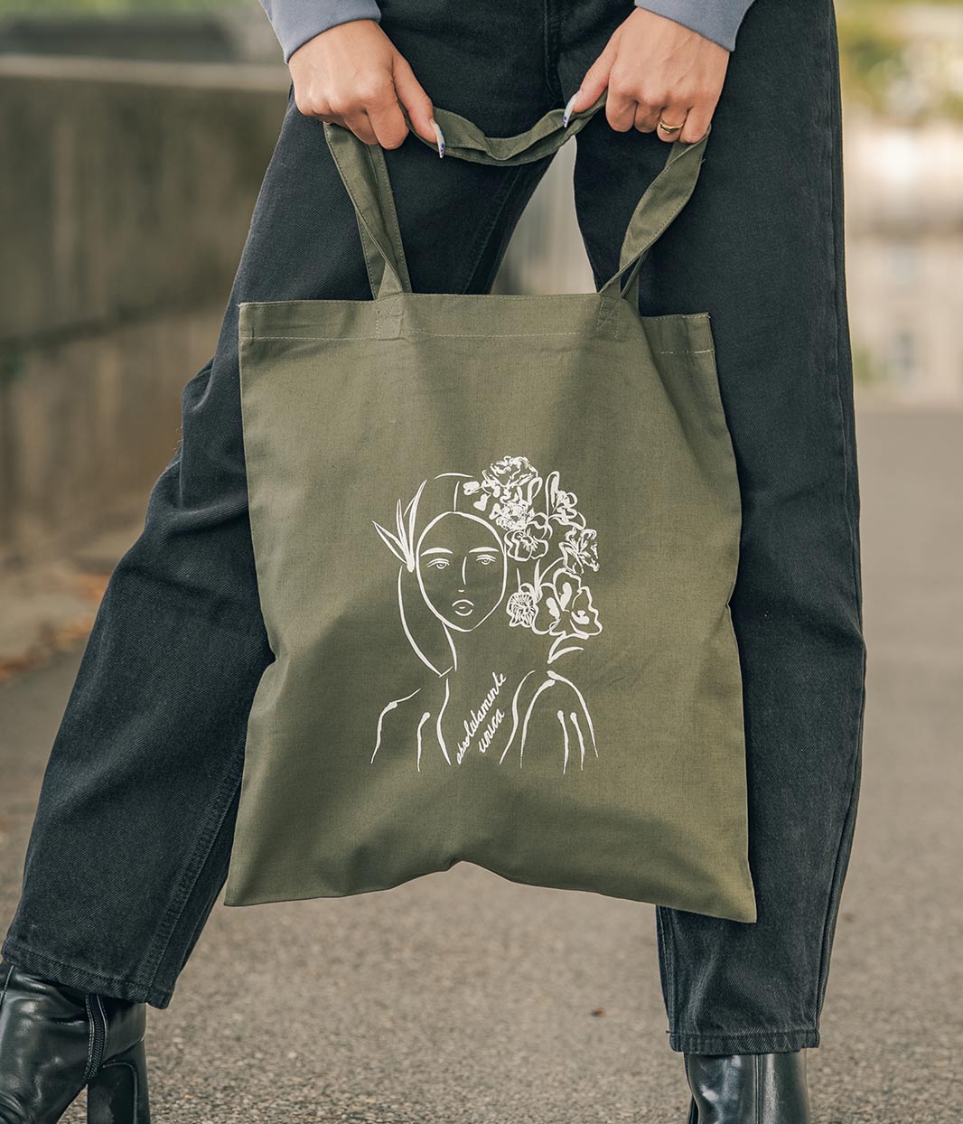 Tote Bag Unica Kaki, Coton Bio