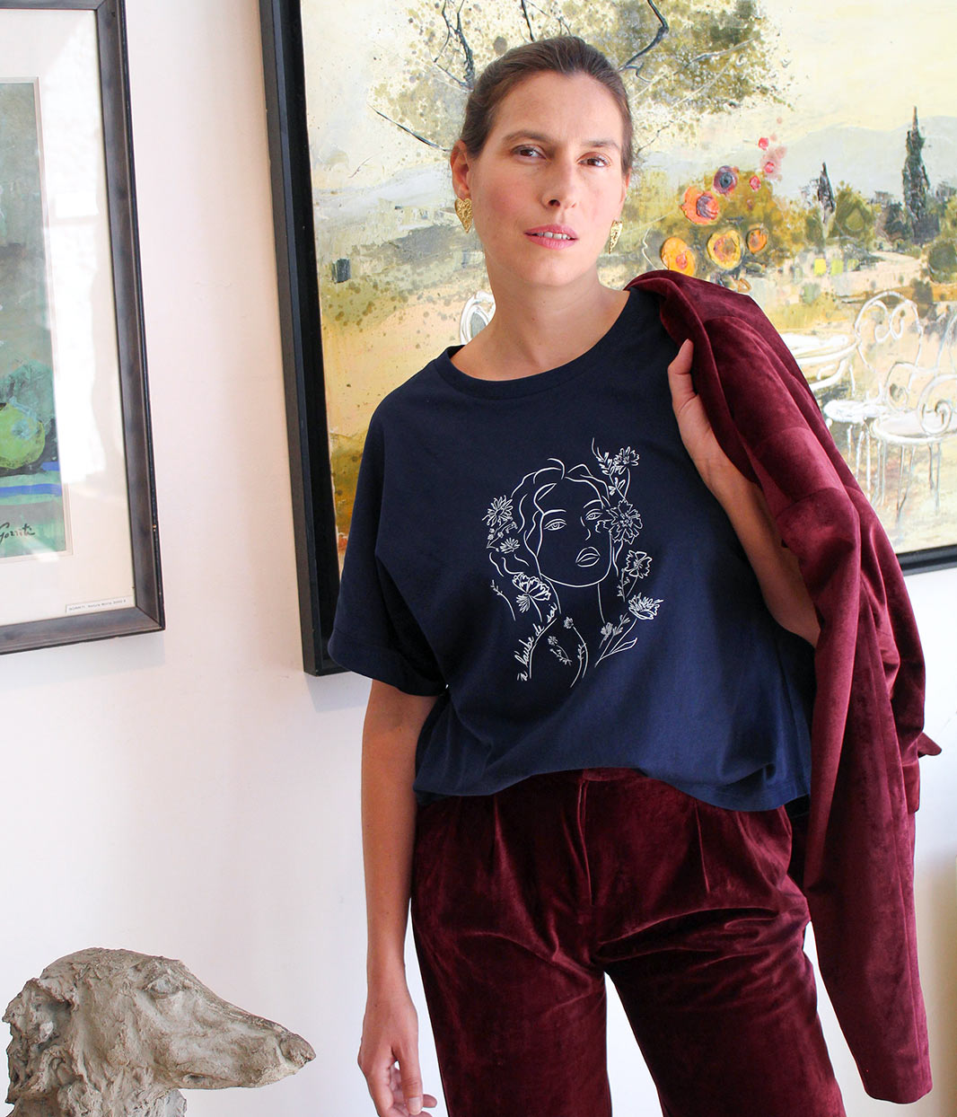 T-shirt Aurora Bleu, Coton Bio