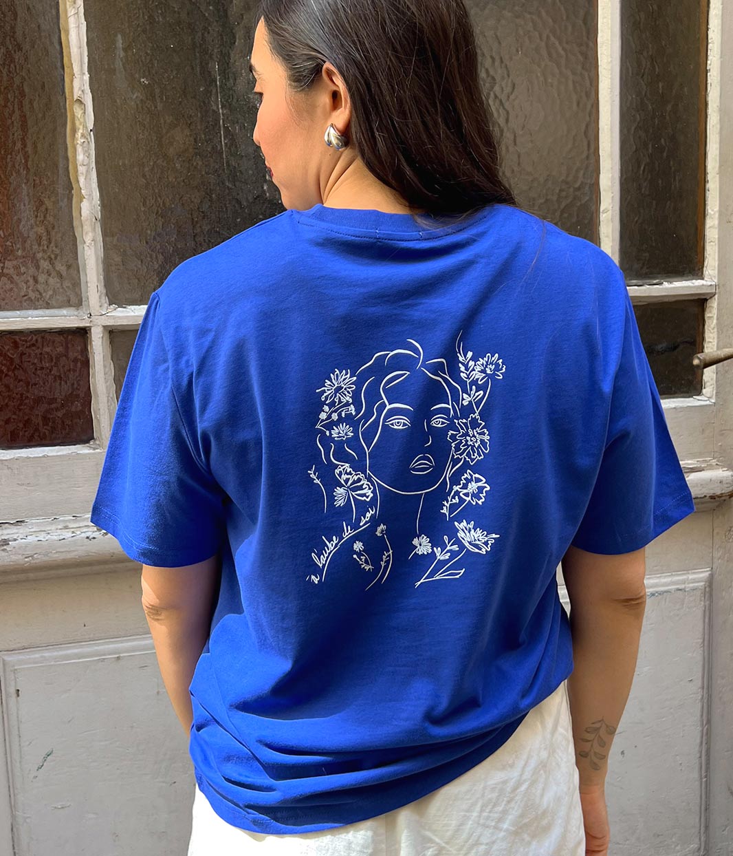 T-shirt Aurora bleu électrique, Coton Bio - Leonor Roversi