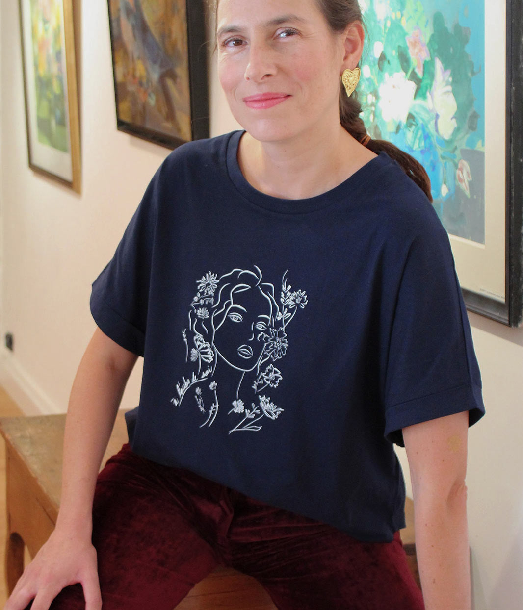 T-shirt Aurora Bleu, Coton Bio