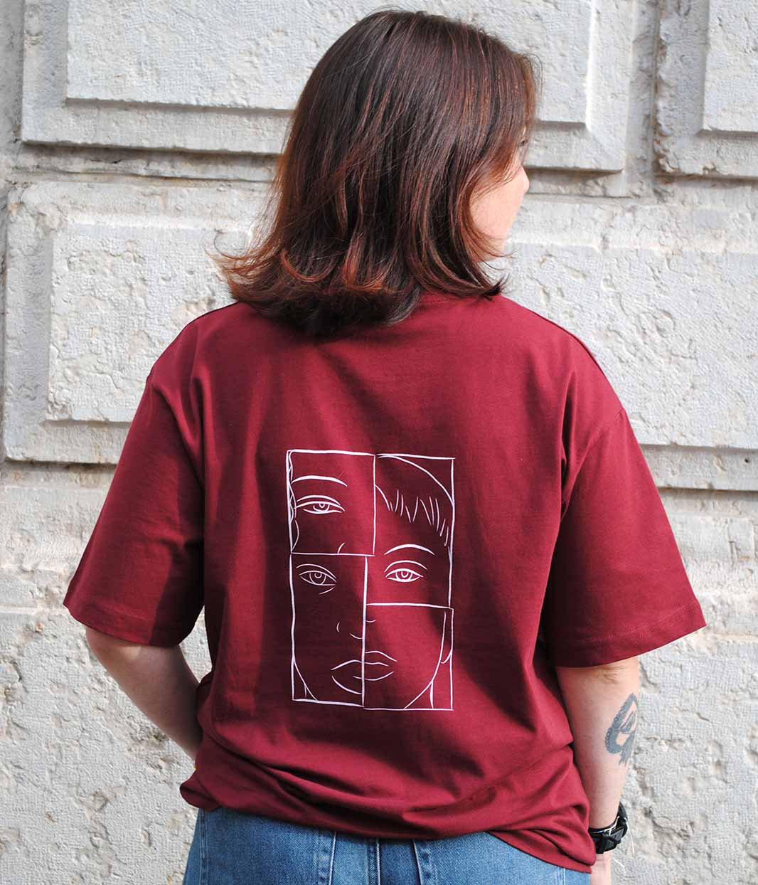 T-shirt Leonor X Sacha Bordeaux, Coton Bio - Leonor Roversi