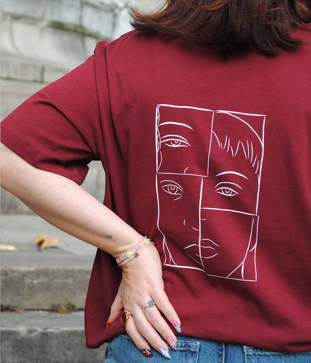 T-shirt Leonor X Sacha Bordeaux, Coton Bio - Leonor Roversi