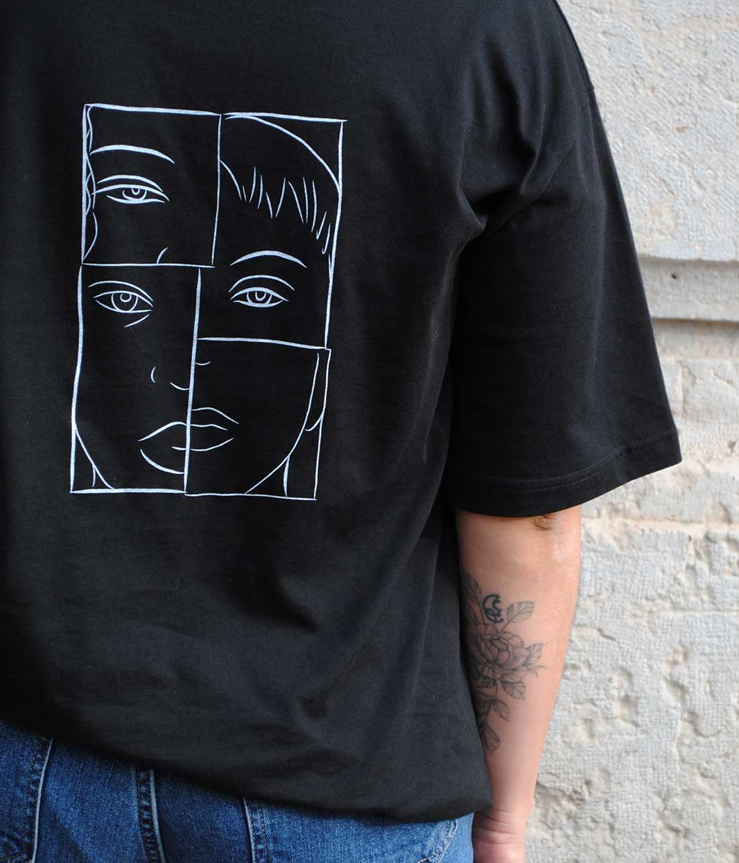 T-shirt Leonor X Sacha Noir, Coton Bio - Leonor Roversi