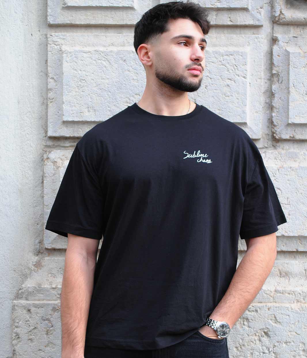 T-shirt Leonor X Sacha Noir, Coton Bio - Leonor Roversi