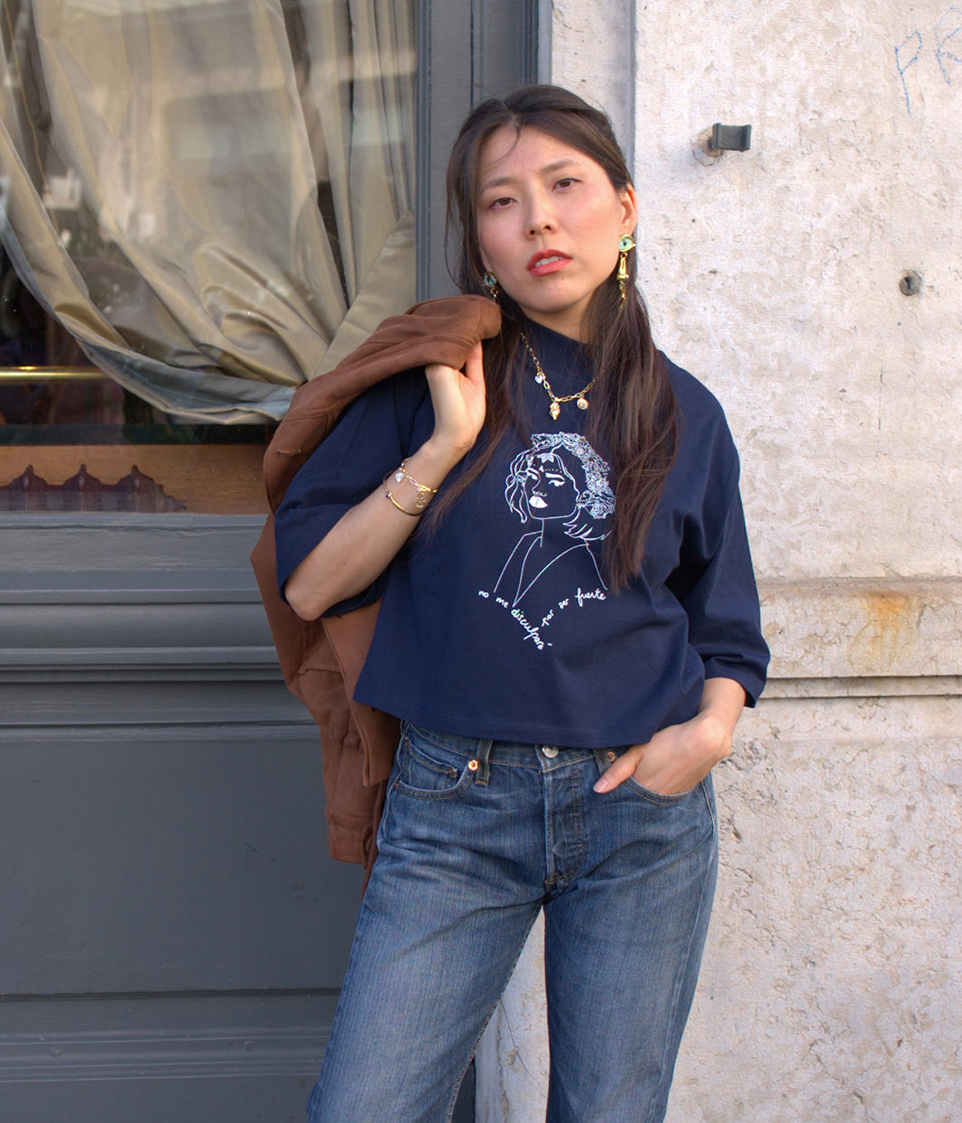 T-shirt Lupita Bleu Marine, Coton Bio