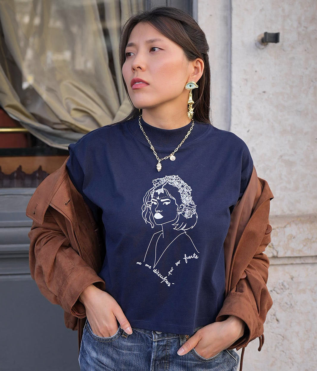 T-shirt Lupita Bleu Marine, Coton Bio