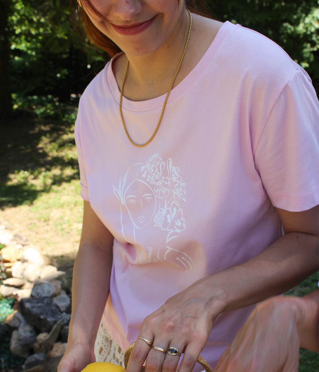 T-shirt Unica Rose, Coton Bio - Leonor Roversi