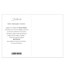 Le dos du carte postale Klimt Leonor Roversi