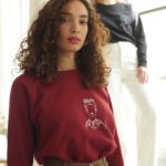 Sweatshirt bordeaux Frida inscription intrépide de la Collection Reflet de l'âme Leonor Roversi