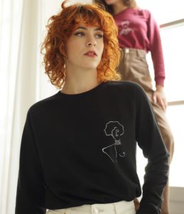 Sweatshirt Klimt battante noir collection reflet de l'ame par Leonor Roversi