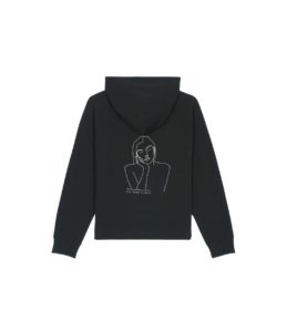 mockup sweatshirt noir à capuche avec dessin themis