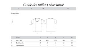 Guide des tailles tshirt coupe loose leonor roversi