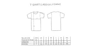 Guide des taille tshirt coupe classique pour femme en coton bio leonor roversi