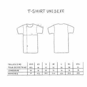 guide de taille t-shirt unisexe