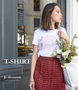 Femme portant un t-shirt de la collection Shero de la marque lyonnaise féministe éthique et éco-responsable Leonor roversi