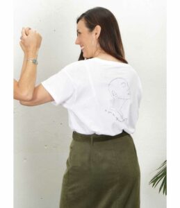 T shirt blanc sekhmet en coton bio certifié de la marque éthique et lyonnaise leonor roversi
