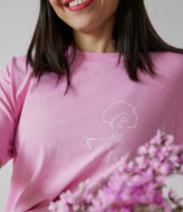 t-shirt klimt rose bonbon leonor roversi éco responsable et éthique